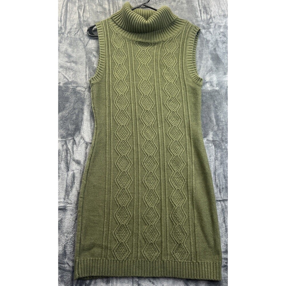 Jealous Tomato Green Sweater Dress Turtleneck Womens Large Knit Stretch